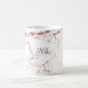 PixDezines WHITE MARBLE+IMITATE ROSE GOLD VEINS Tasse