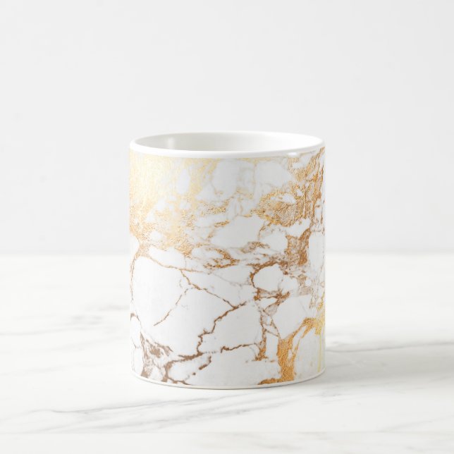 PixDezines WHITE MARBLE+IMITATS GOLD VEINS Tasse (Mittel)