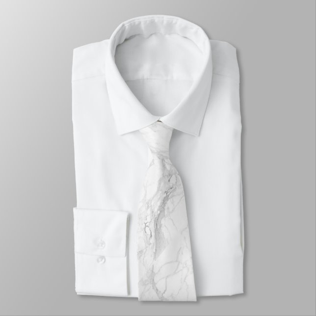 PixDezines White Marble Slab Krawatte (Gebunden)