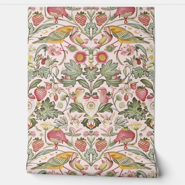 PixDezines William Morris Pink Strawberry Dieb Tapete (Abrollen)