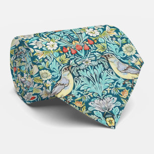 PixDezines William Morris Strawberry Thief Türkis Krawatte
