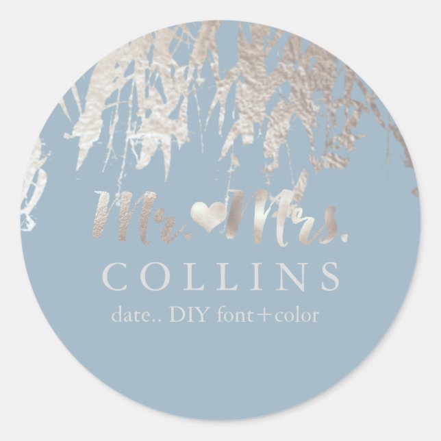 PixDezines Willow/Imitats Silver Foil/DIY Hintergr Runder Aufkleber (Vorderseite)