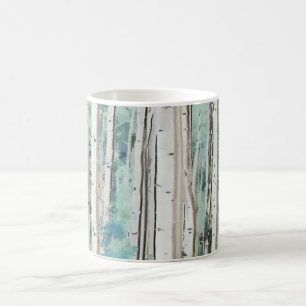 PixDezines Winter Silber-Birkenwald Teal Grün Kaffeetasse