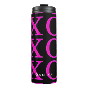 PixDezines xoxo/heißer pink/DIY Hintergrund Thermosbecher