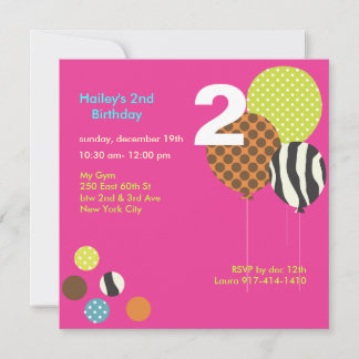 PixDEzines Zebra Balloons Einladung zum Geburtstag