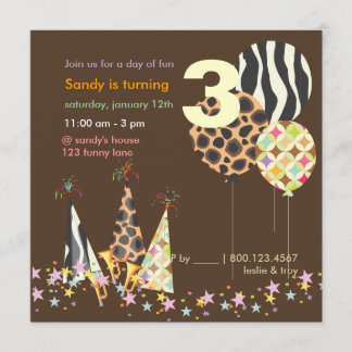 PixDezines Zebra Balloons Einladungen zum Geburtst