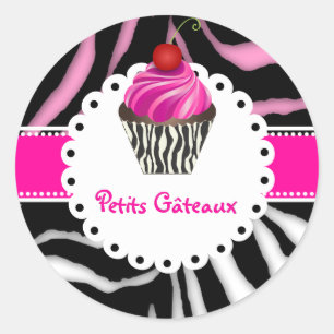 PixDezines zebra cupcake/DIY Farbe Runder Aufkleber