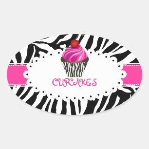 PixDezines Zebra+Torte/DIY Farbe Ovaler Aufkleber