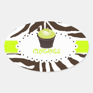 PixDezines Zebra+Torte/DIY Farbe Ovaler Aufkleber