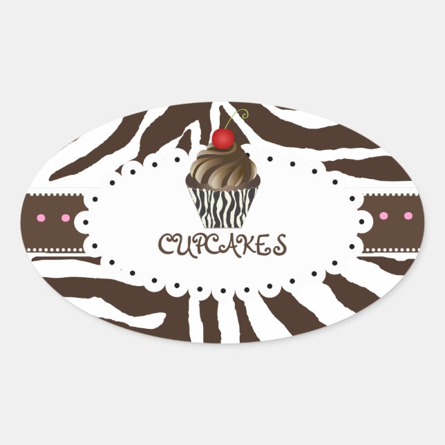 PixDezines Zebra+Torte/DIY Farbe Ovaler Aufkleber (Vorderseite)