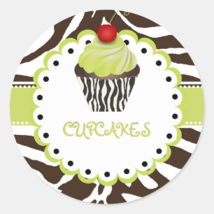 PixDezines Zebra+Torte/DIY Farbe Runder Aufkleber