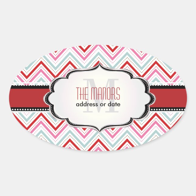 PixDezines Zickzack/Christmas/DIY-Farbtöne Ovaler Aufkleber (Vorderseite)