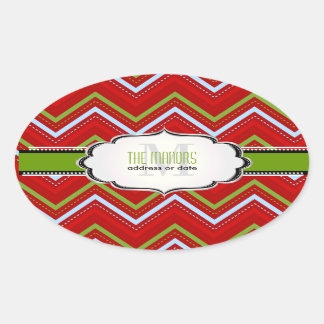 PixDezines Zickzack/Christmas/DIY-Farbtöne Ovaler Aufkleber