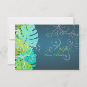PixDezines zusagen Monstera/Lime+Aqua RSVP Karte