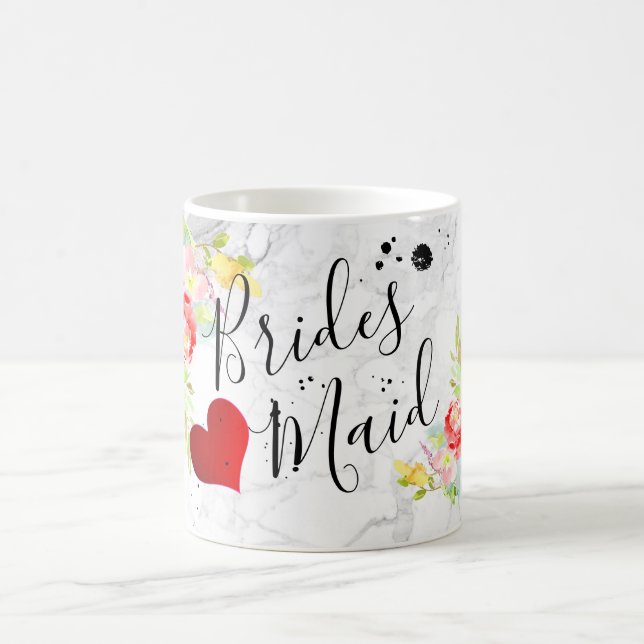 PixDezinesBridesmaid/Floral Wasserfarbe Kaffeetasse (Mittel)