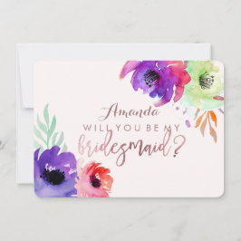 PixDezinesBridesmaid/Floral/Wasserfarbe/Rose Einladung
