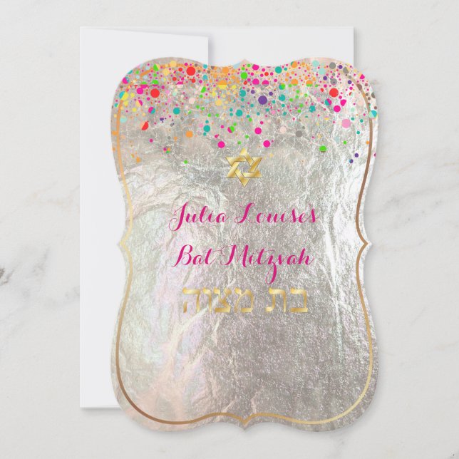 PixDezinesDazelblume/Regenbogen/Fledermausmitzvah Einladung (Vorderseite)