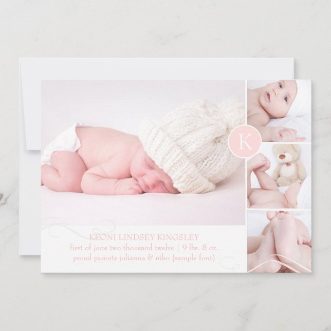 PixDezinesDiy Akzent Farbe/ Geburtsankündigung Ankündigung (Vorderseite)