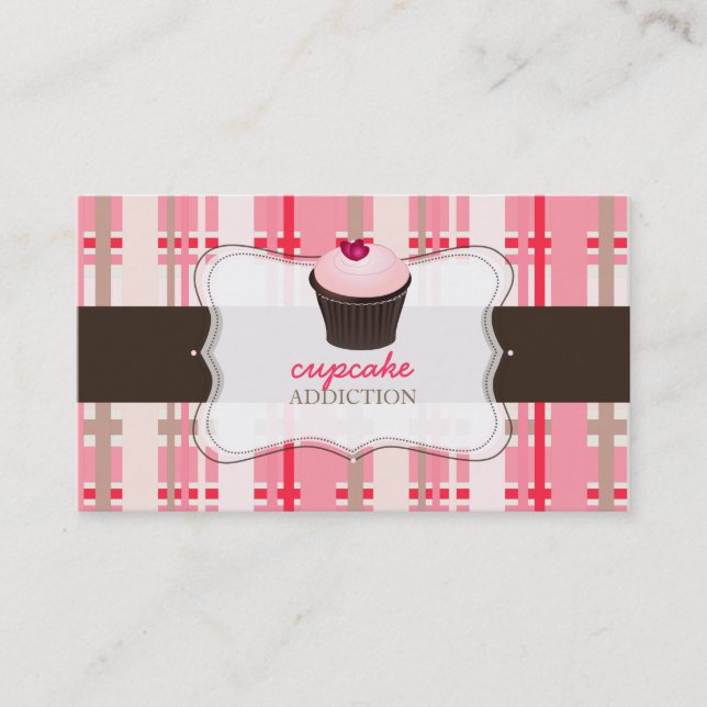 PixDezinesdiy Hintergrund/cupcake+plaid Visitenkarte (Vorderseite)