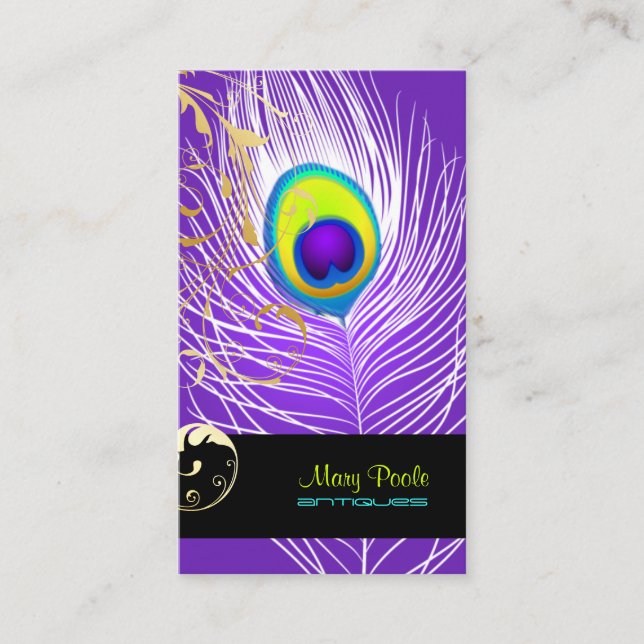 PixDezinesdiy Hintergrund/peacock+filigree Visitenkarte (Vorderseite)