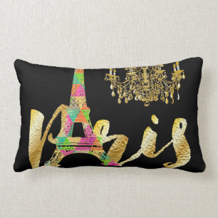 PixDezinesEiffelturm/Imitat Gold Lendenkissen