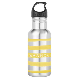 PixDezinesGelbe Wasserfarbstreifen/einstellbar Trinkflasche