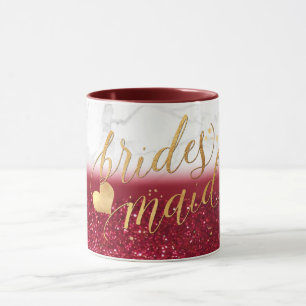 PixDezinesMarmor+Gold+Rot Glitzer Tasse