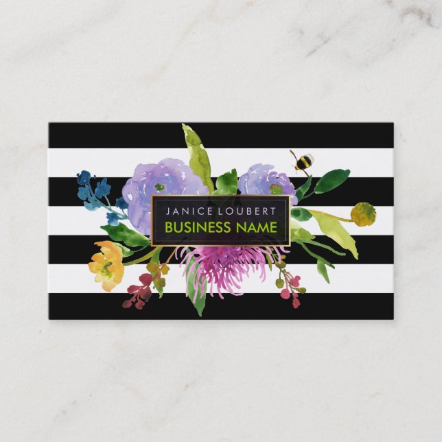 PixDezinesranunculus/weatercolor/floral/Streifen Visitenkarte (Vorderseite)