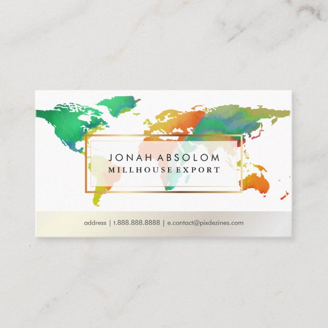 PixDezinesWeltkarte für Wasserfarben Visitenkarte (Vorderseite)