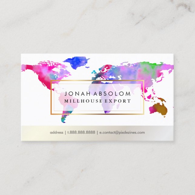 PixDezinesWeltkarte für Wasserfarben Visitenkarte (Vorderseite)