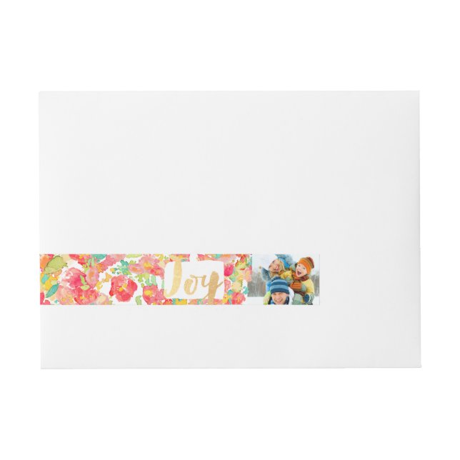 PixDezsopie-Garten/florale Wasserfarbe Rundum-Adressaufkleber (Vorderseite)