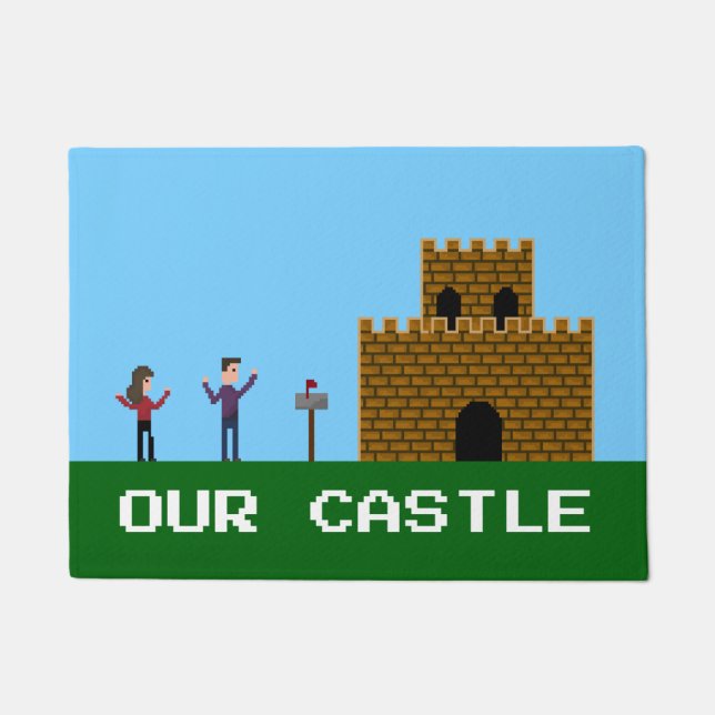 Pixel8bit gamer-Willkommens-Zuhause unser Schloss Fußmatte (Vorderseite)