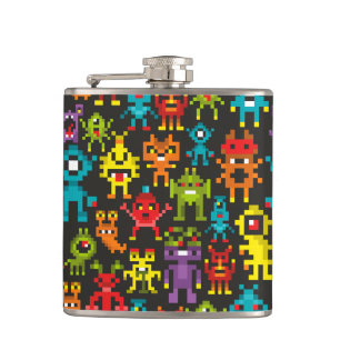 Pixel 8-Bit-Monster Flachmann