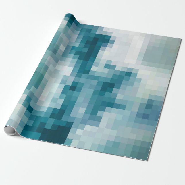 Pixel Aquamarines Cloud Wrapping Paper Geschenkpapier (Ungerollt)