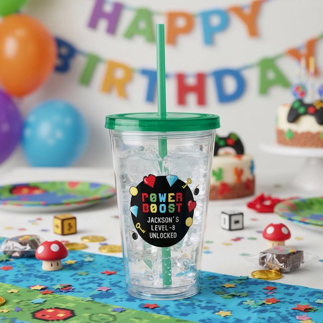 Pixel-Arcade-Game-Level-Up-Kindergeburtstag Acryltrinkbecher (Von Creator hochgeladen)