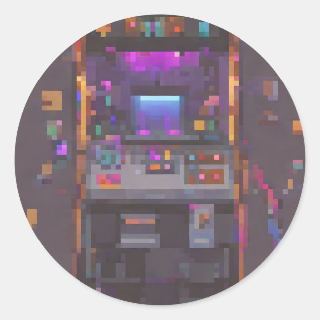 Pixel-Arcade-Konsole-Controller-Gamer-Aufkleber Runder Aufkleber (Vorderseite)
