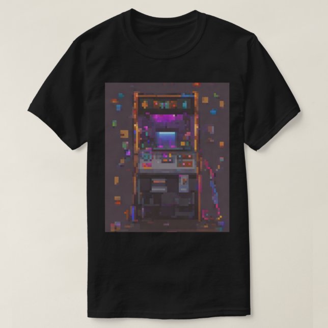 Pixel-Arcade-Konsole-Controller-Gamer-Aufkleber T-Shirt (Design vorne)