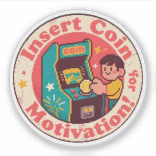 Pixel Art Arcade Münze Abzeichen – Gaming Inspirat Aufkleber