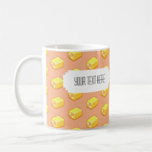 Pixel Art Battenberg Cake Muster mit Label Kaffeetasse