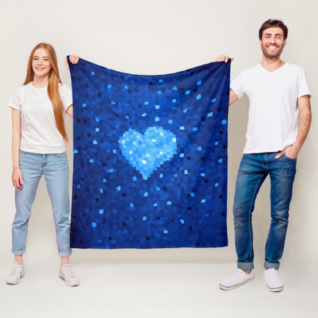 Pixel Art Blue Heart Retro Gamer Liebe Fleecedecke (Beispiel)