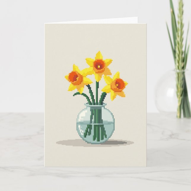 Pixel-Art-Blumen-Muttertagskarte Karte (Vorderseite)