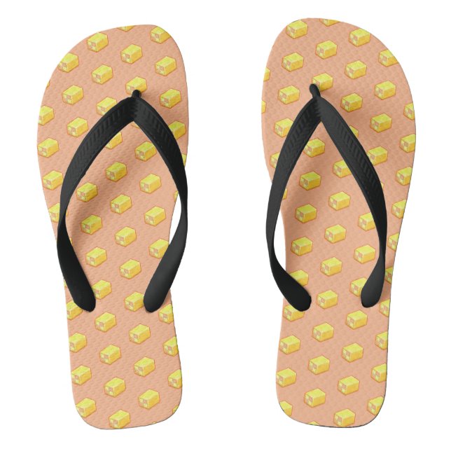 Pixel Art Cake Muster Pink & Yellow Battenberg Flip Flops (Fußbett)