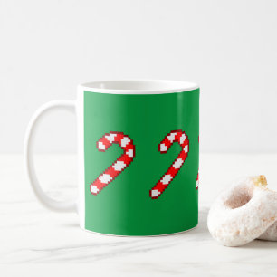 Pixel Art CANDY CANES - Rote Kontur Kaffeetasse