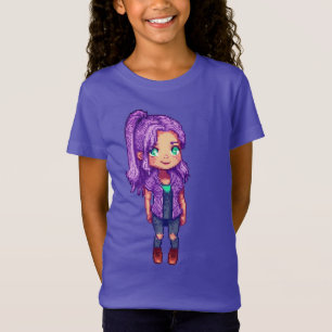 Pixel-Art-Charakter lila Haar  T-Shirt