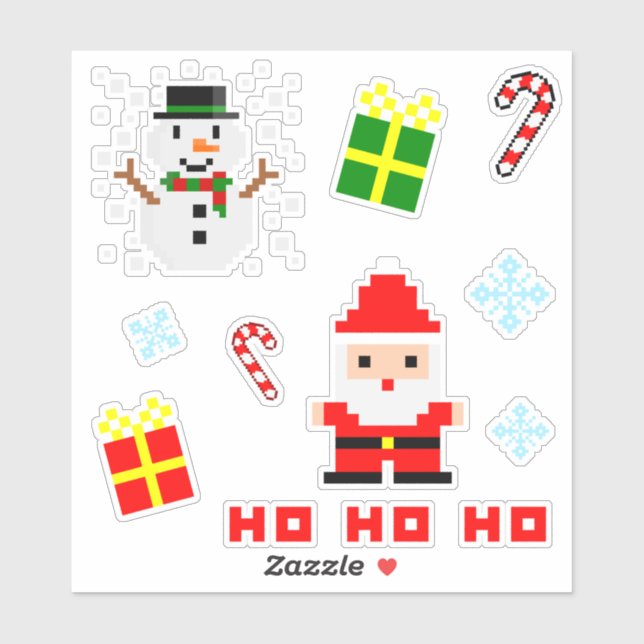 Pixel Art Christmas Set Aufkleber (Blatt)