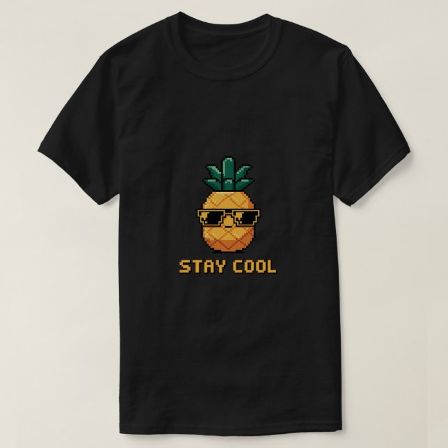 Pixel Art Coole Ananas T-Shirt (Design vorne)