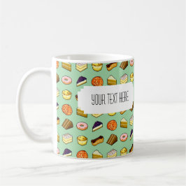 Pixel Art Delicious Cakes Muster mit Label Tasse