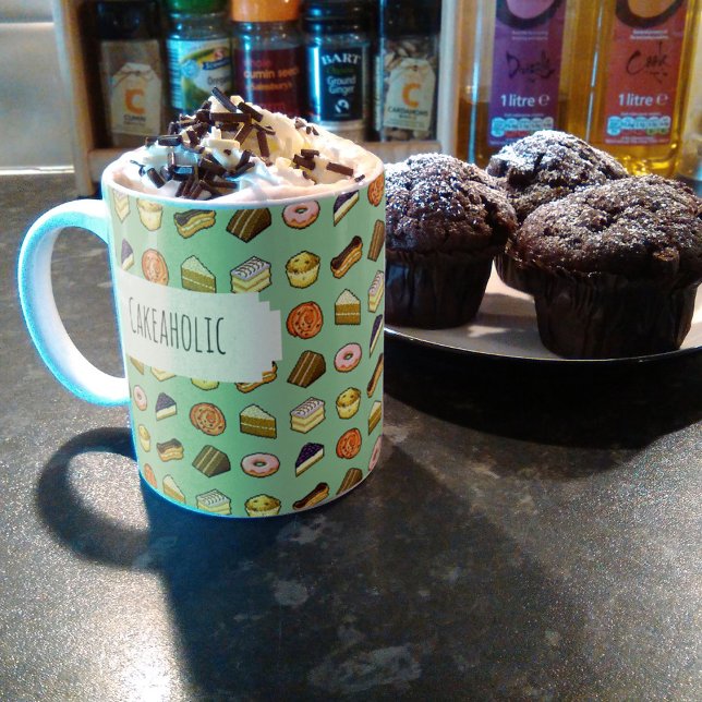 Pixel Art Delicious Cakes Pattiserie Muster Kaffeetasse (Von Creator hochgeladen)