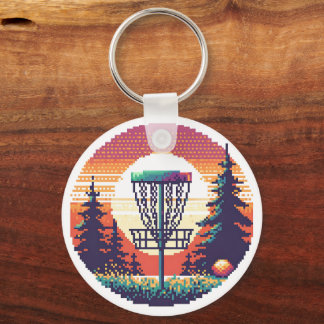 Pixel-Art-Discgolfplatz Schlüsselanhänger