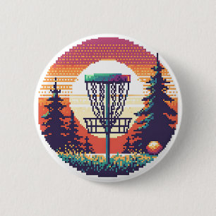 Pixel Art Disk Golf Course Button